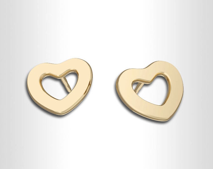 Heart Earrings -14K gold, post Earring, Bridesmaid Earrings, stud Earrings, post earrings gold earrings for women