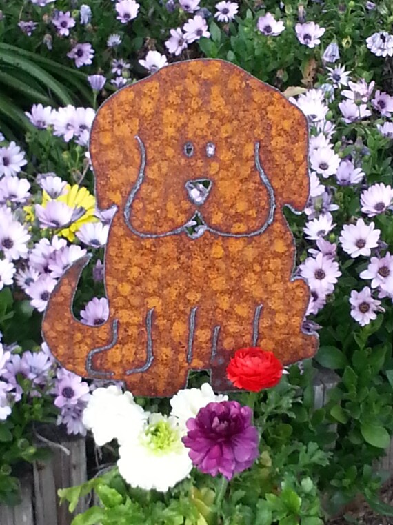 Dog silhouette Metal Art Garden Decor Rusty Yard Art Hand Cut