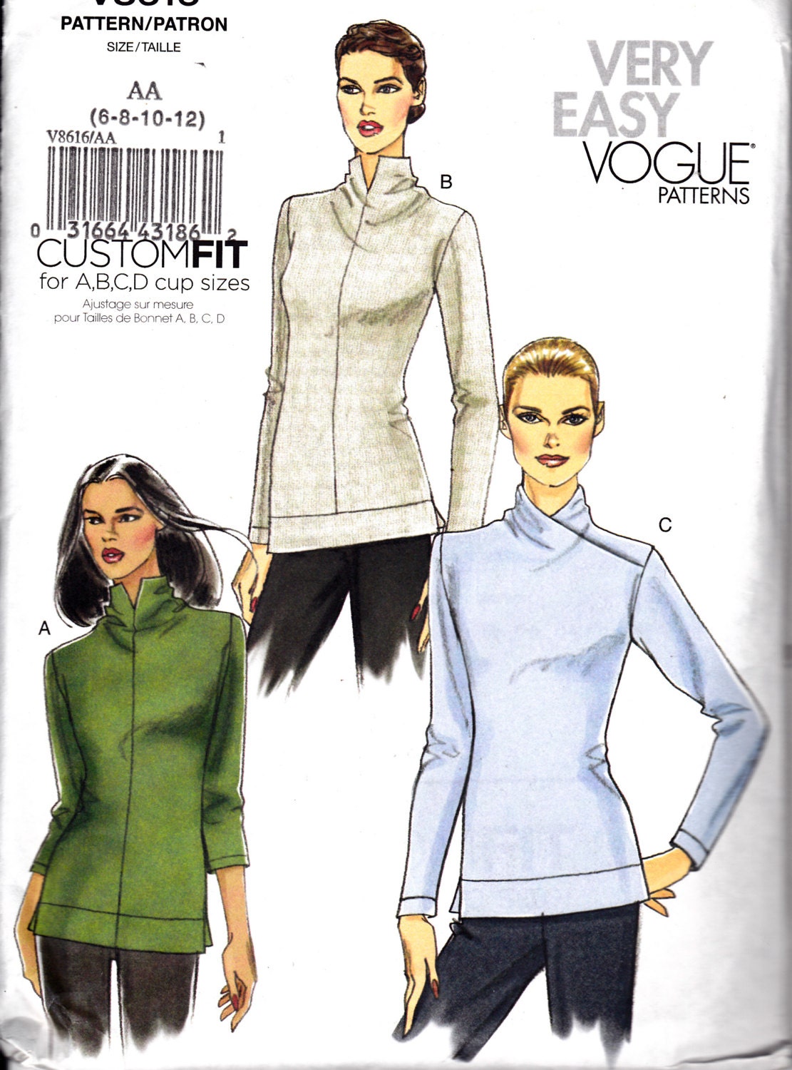 Womens Sewing Pattern Mock Turtleneck Pullover Long Sleeve Top