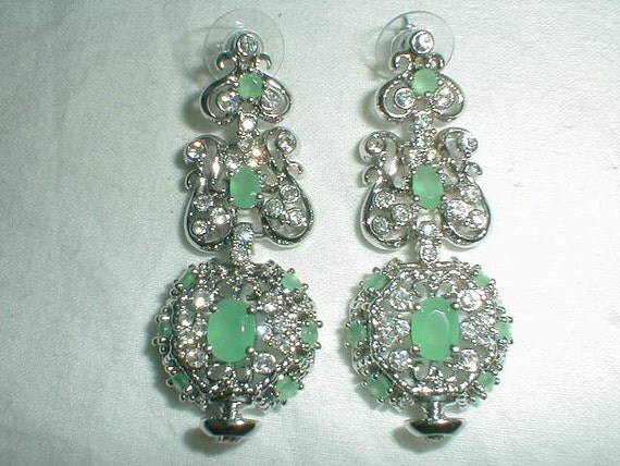 nolan miller earrings jade cz earrings by qualityvintagejewels