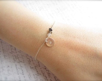 Initial Bracelet, Customized Bracelet, Personalized Jewelry, Swedish Jewelry, Crystal Jewelry, Bridal Party Gift, Scandinavian Jewelry