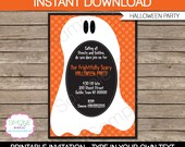 Halloween Party Invitation - Orange & Black Ghost - INSTANT DOWNLOAD and EDITABLE file that you personalize at home with Adobe Reader Il_170x135