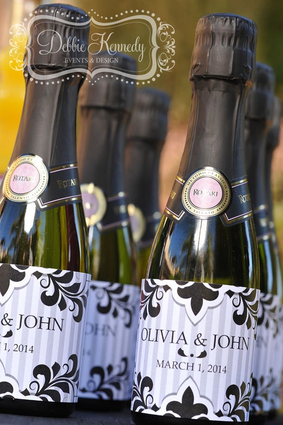 black tie printable mini champagne bottle wraps diy print