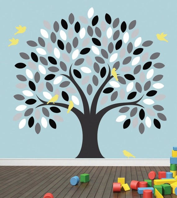JUMBO Extra LARGE REUSABLE Tree Wall Decal with Birds