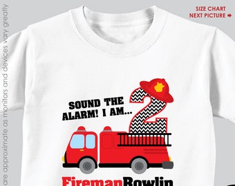 Firetruck Birthday Shirt or Bodysuit - Personalized Firetruck Birthday Shirt with Child's Name & Age