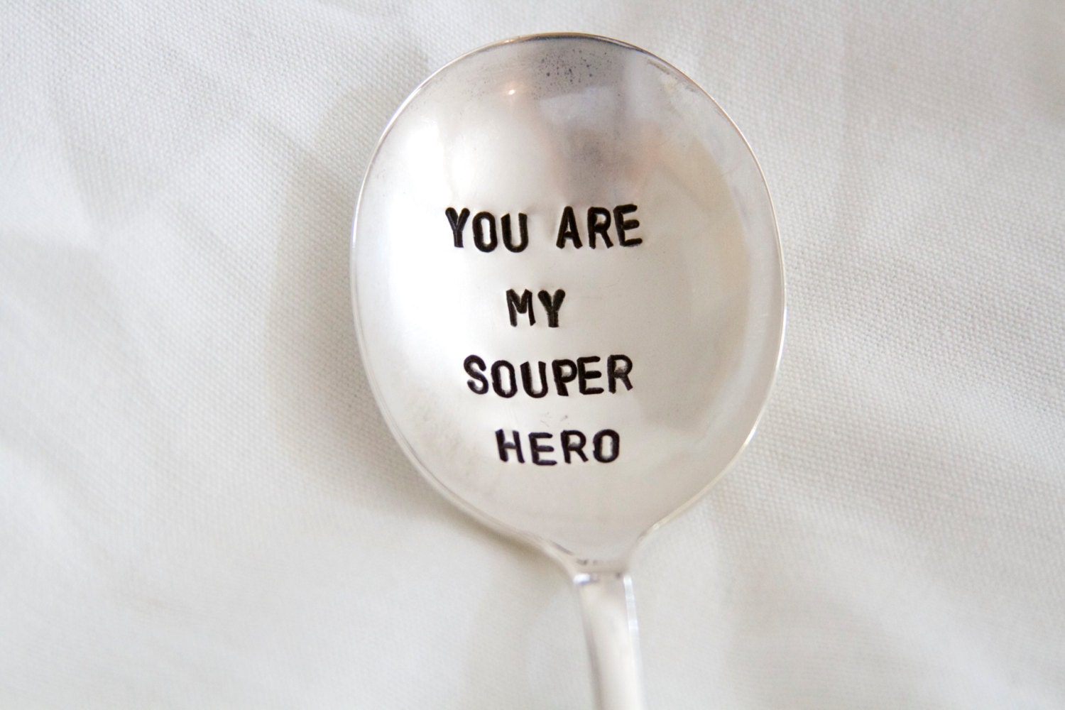 You are my Souper Hero Hand Stamped Soup Spoon gift for