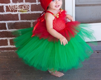 CHRISTMAS Elf - Elf Costume - Tutu with Elf Hat - Size 6 month to 2T - Shelf Elf - Baby Christmas Outfit - Christmas Elf - Elf Dress