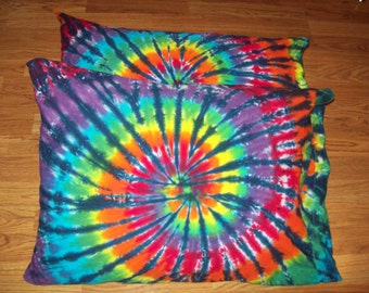 2 Tie Dye Pillow Cases- Set of 2- tie dye pillowcases, tie dye bedding, Rainbow Tiger