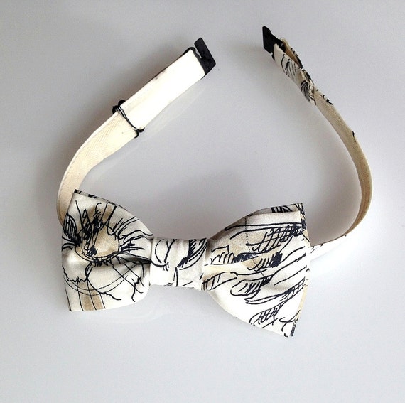 Men's bow tie illustrated fabric bow tie men' s by pipocass