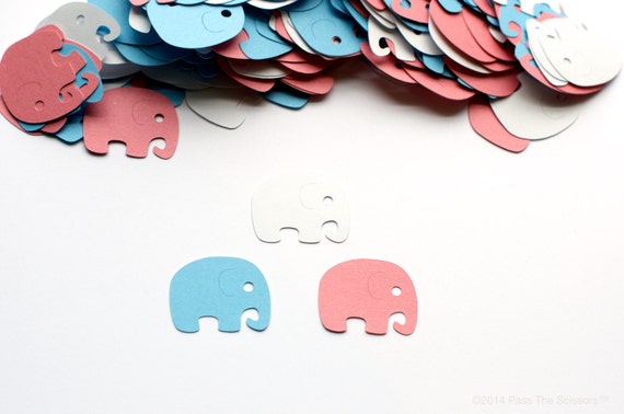Elephant Baby Shower, Elephant Confetti, Gender Reveal Baby Shower, Twins Baby Shower Il_570xn