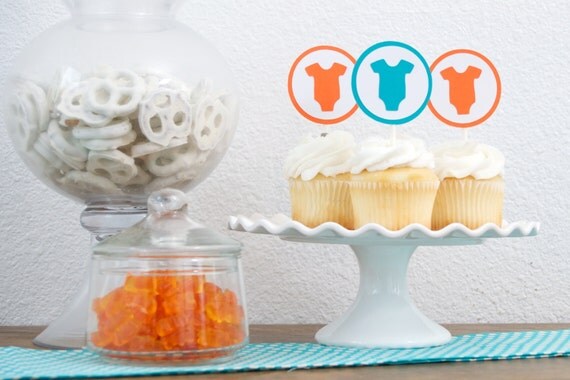 Set of 12 Baby Shower Cupcake Toppers, One Piece Baby Shower, Baby Shower Decorations Il_570xn