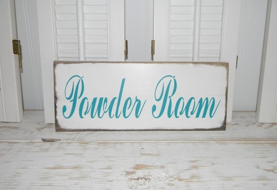 Bathroom Sign Powder Room Wall Decor Cottage Chic Country Home