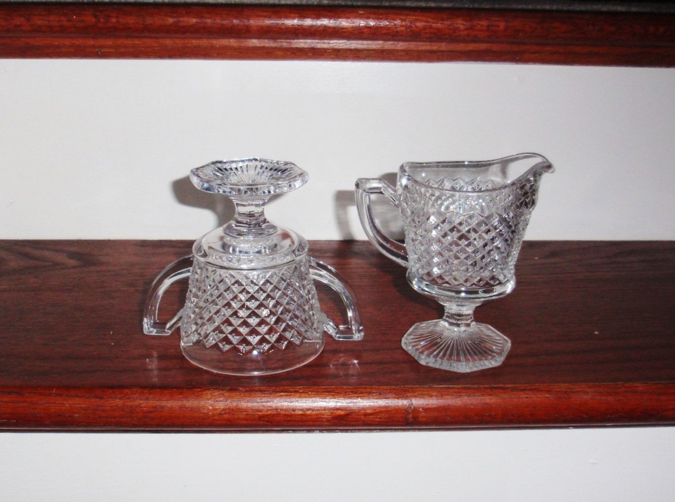Set WESTMORELAND ENGLISH HOBNAIL Creamer Pitcher Sugar Bowl Round