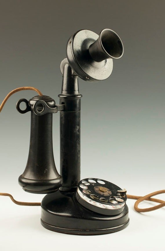Antique 1900s KELLOGG S & S Black Candlestick Telephone with