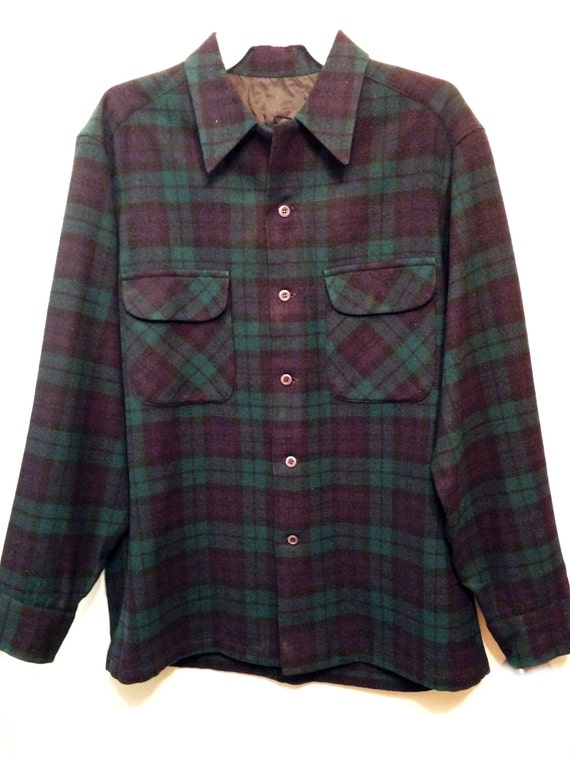 Men's Black Watch Tartan Plaid Flannel Shirt by BlackBrdVintage