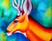 Mule Deer Buck Painting 8x10 Print 11x14 Print  Deer Art Print Deer Illustration Watercolor Deer Decor Stag Painting Woodland Creature