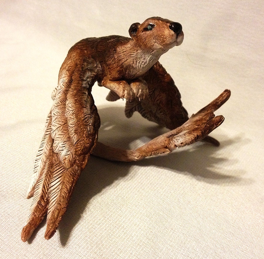 SALE 60 OFF Fantasy Otter Sculpture with Wings Clay