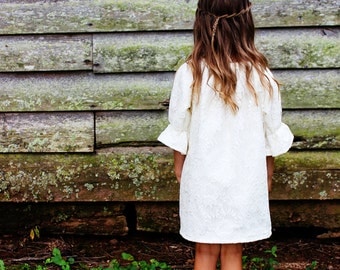 Lace Flower Girl Dress, Rustic Wedding,Blush, Fall long sleeve Flower girl Dress ,Winter sizes Newborn -2t, 3t, 4t, 5t, 6, 7, 8, 9/10, 11/12