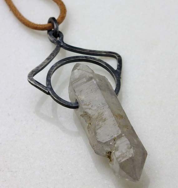 Quartz Crystal Amulet Pendant Necklace Double termination