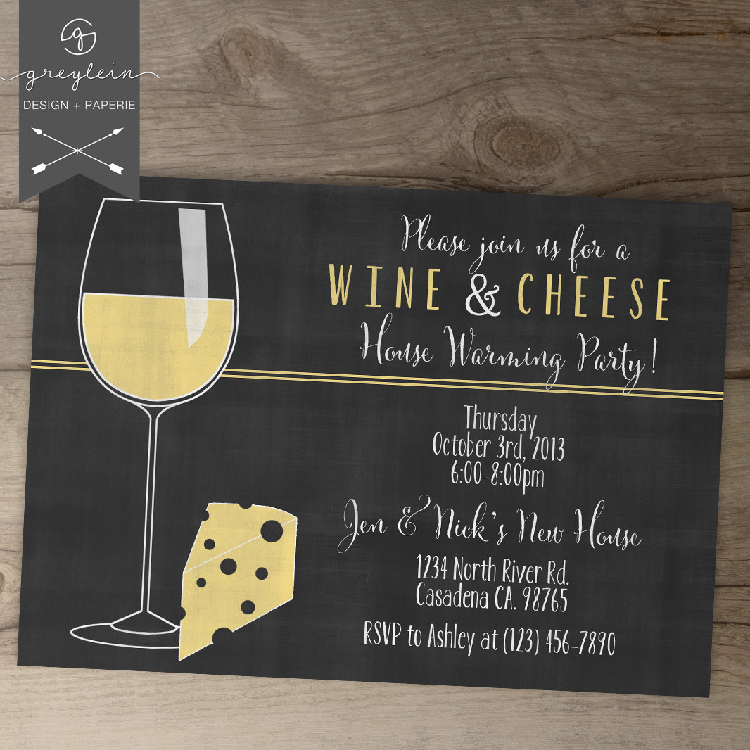 Wine And Cheese Invitations House Warming Chalkboard Invites