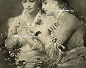 Vintage Art, A Thorn Between Two Roses, Vintage Antique Restored Art, 1920s Restored Art, Beautiful Print With Great Story #151 Vintage Art, A Thorn Between Two Roses, Vintage Antique Restored Art, 1920s Restored Art, Beautiful Print With Great Story #151