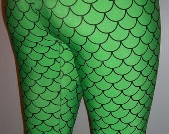 Green Mermaid Leggings, Men's Leggings, Merman Costume, Mermaid Costume, Printed Leggings, Yoga Pants, Running Pants