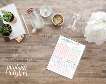 INSTANT DOWNLOAD printable budget planner organizer monthly diy pdf jpeg template family budget Printable Wisdom