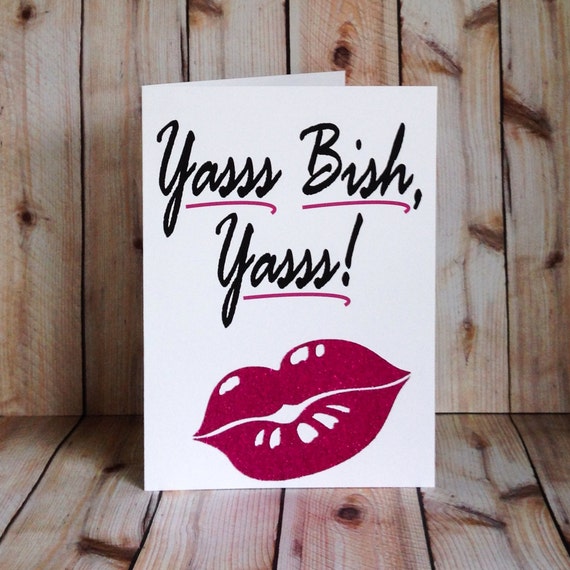 Funny Birthday Card, Lipstick Kiss Lips, Girlfriend Bitch Handmade Card Il_570xn