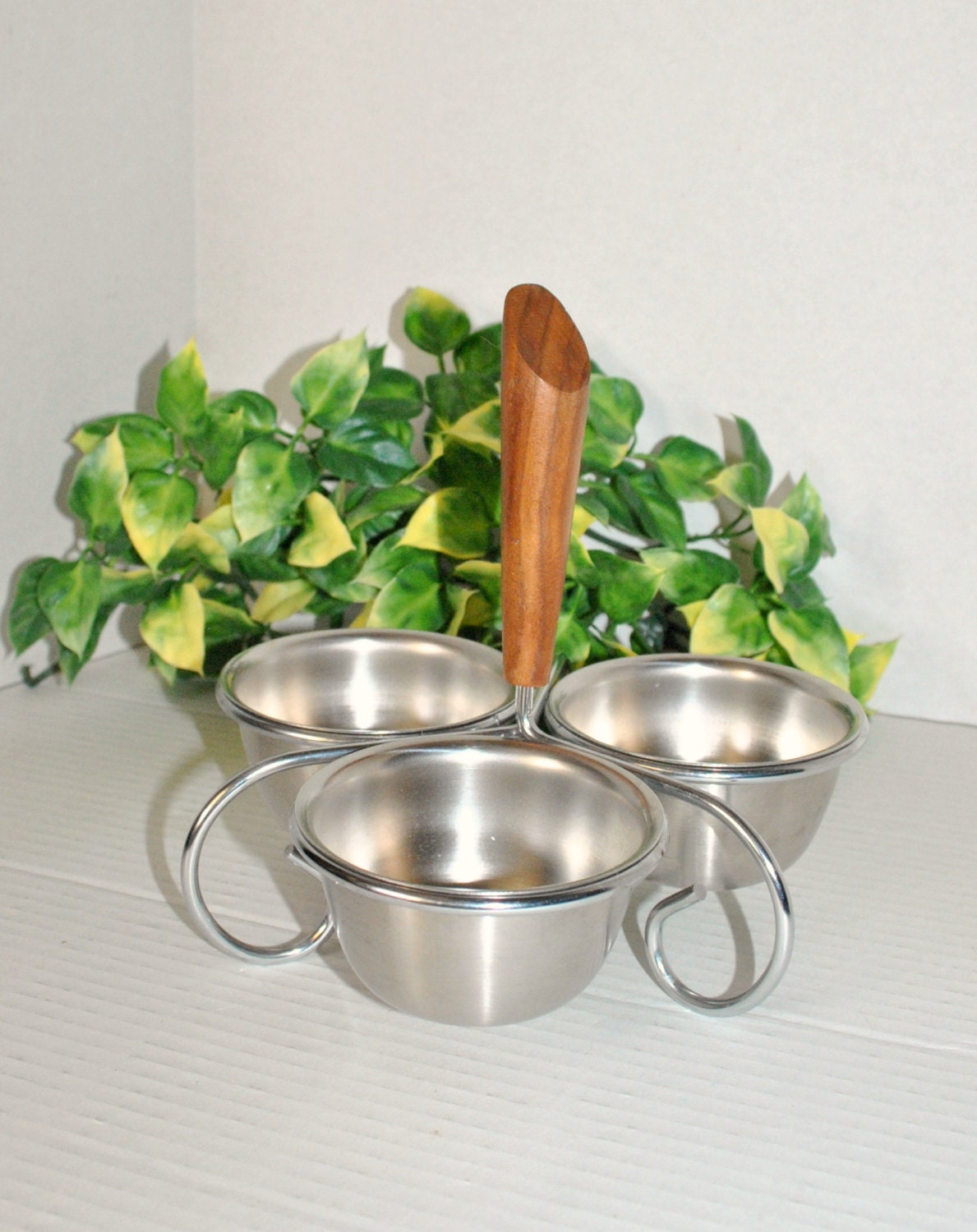 Dip Dressing Condiment Serving Caddy Stainless Steel Bowls