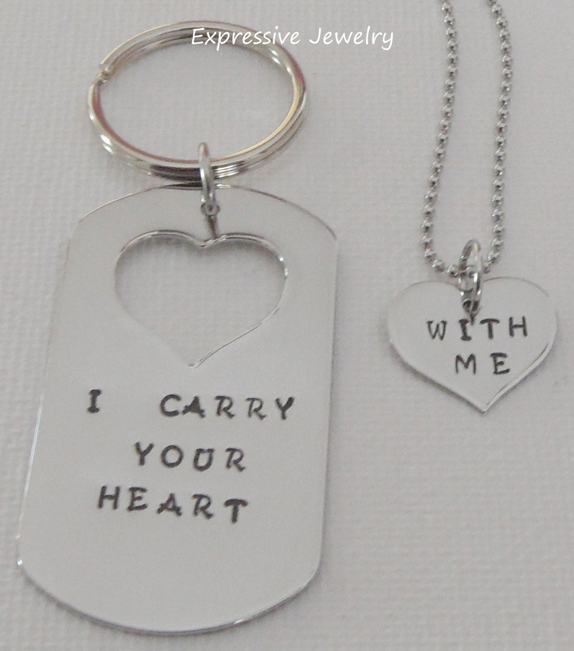 I carry your heart With me Keychian/Necklace Set