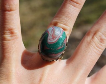Earthy Marbled Adjustable Ring