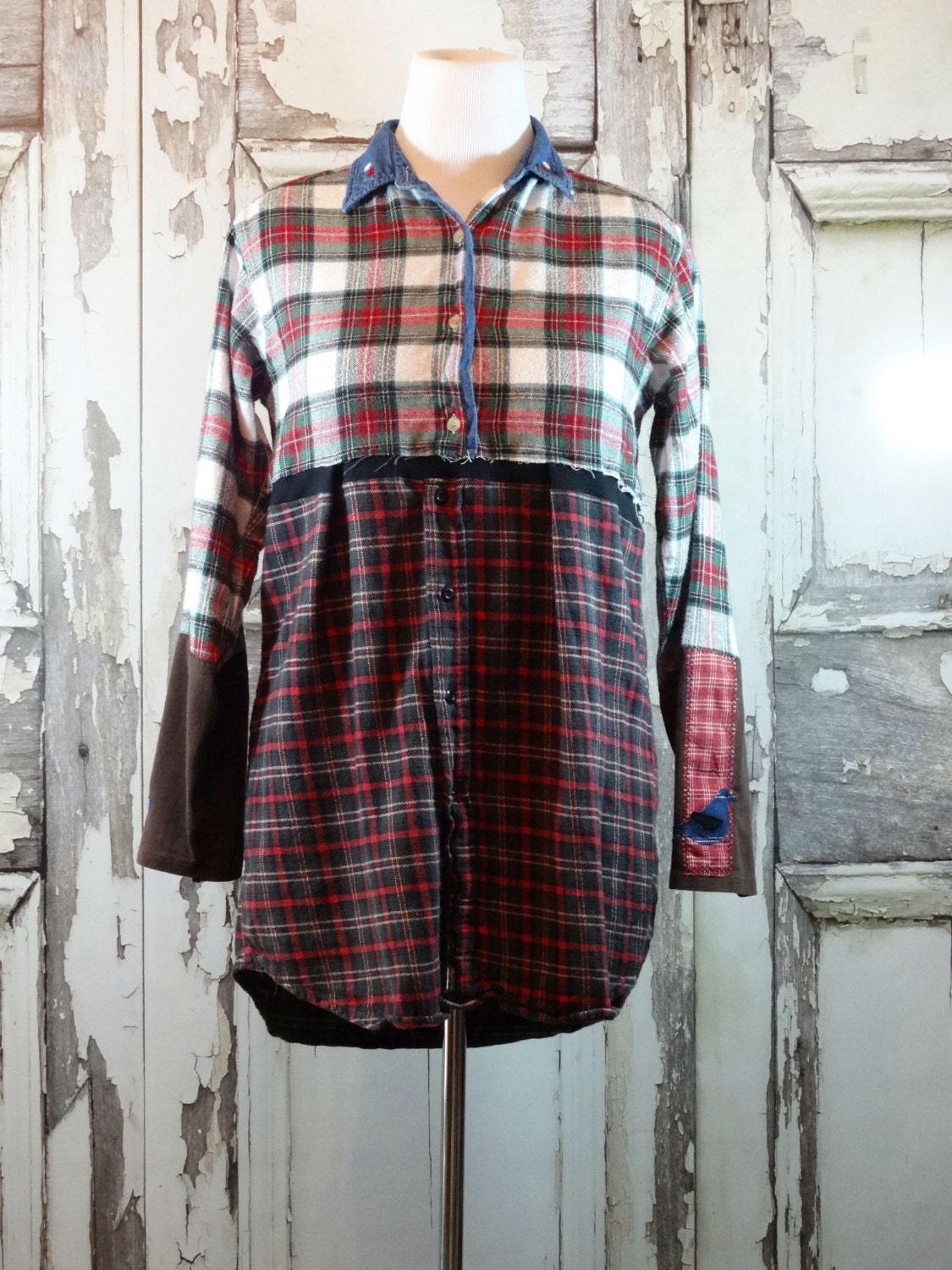 Plaid Flannel Lagenlook Tunic Top Country Tunic Eco Clothing