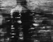 Haunting Figure Print Moody Dark Fine Art Monotype Plunge II