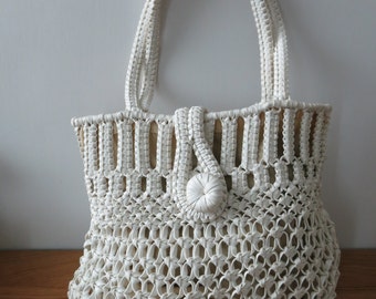 Handmade woven waxed cotton tote summer bag, tote bag, woven bag ...