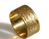 Wide men's art deco wedding ring , antique engravings tribal ring for man, handmde art deco patterned men band ,14k gold ring 10mm wide