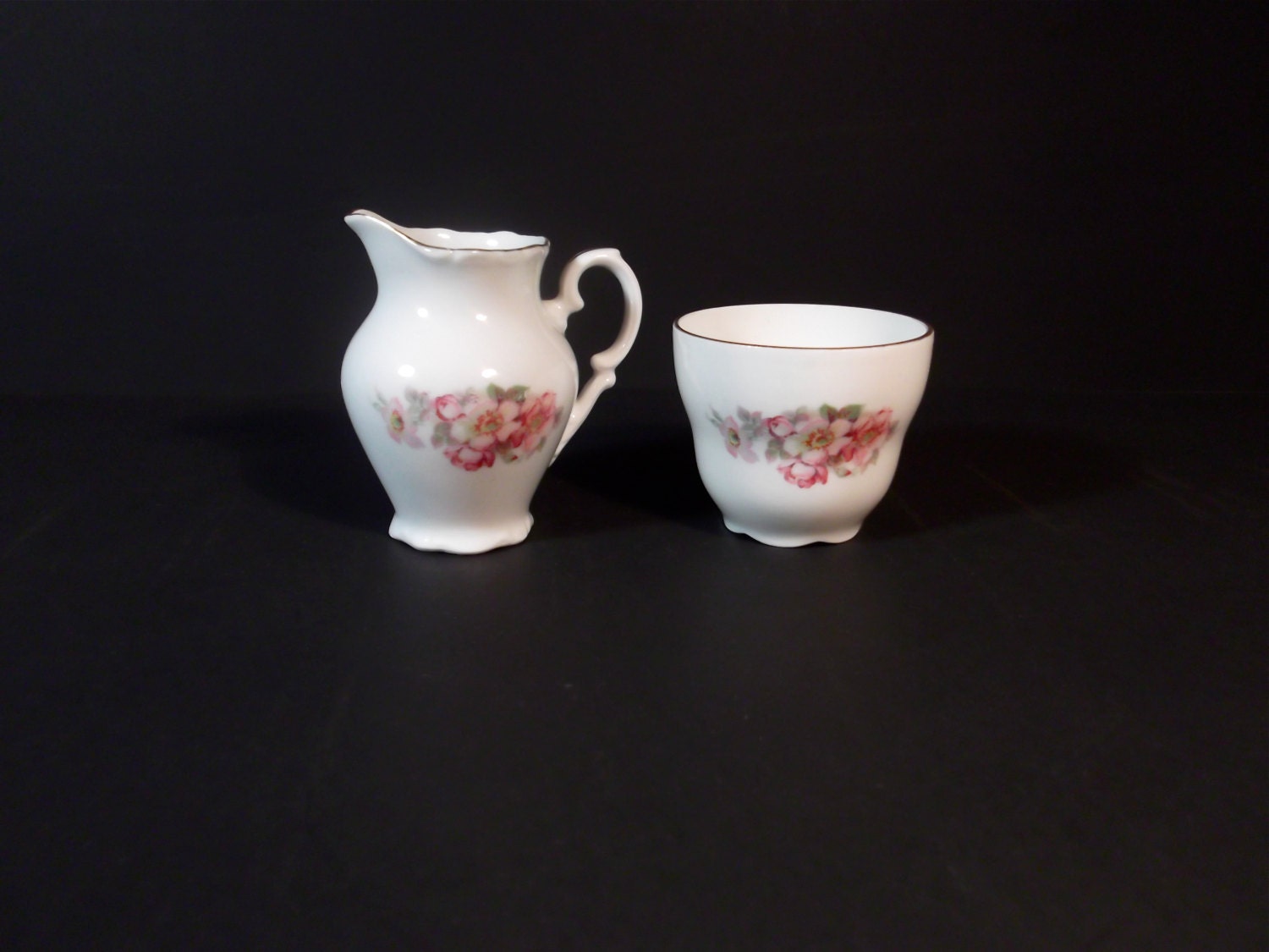 Bavaria Schumann Mini Creamer and Open Sugar Bowl ‘Wild Rose’. Made in ...