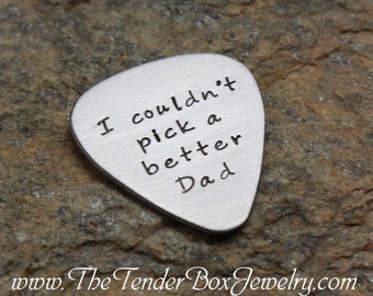 Fathers Day Dads Personalized guitar pick hand stamped stainless pick Guitar pick for dad greatest dad Gift Father's Day