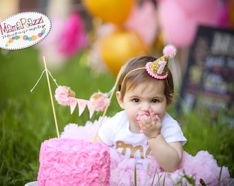 Cake Smash || First Birthday Girl Party Hat || Girl First Birthday Party Hat || 1st Birthday Party Hat || Smash Cake || Gold Party Hat