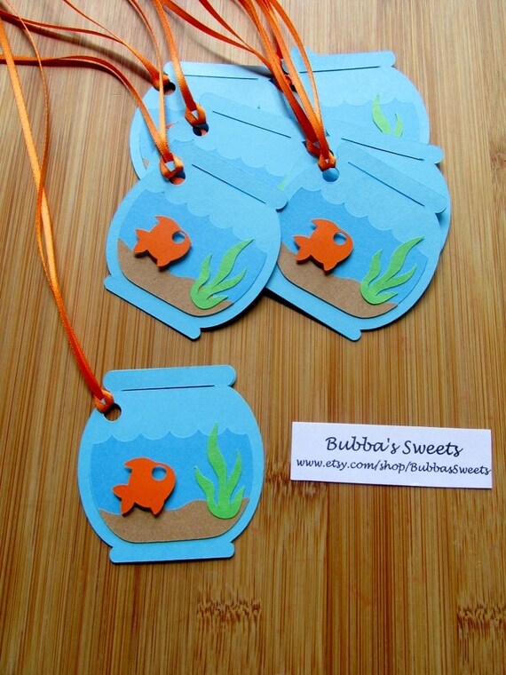 GOLDFISH Bowl Party FAVOR TAGS 12 Goldfish Birthday/Under