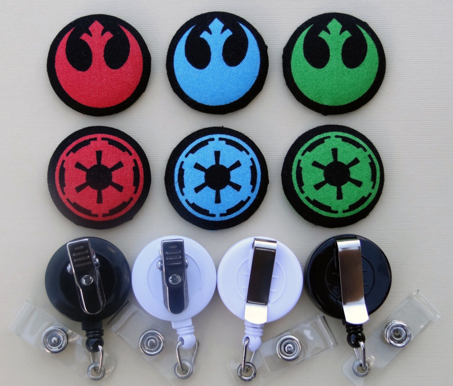 Retractable Badge Holder Fabric Covered Button Choose a