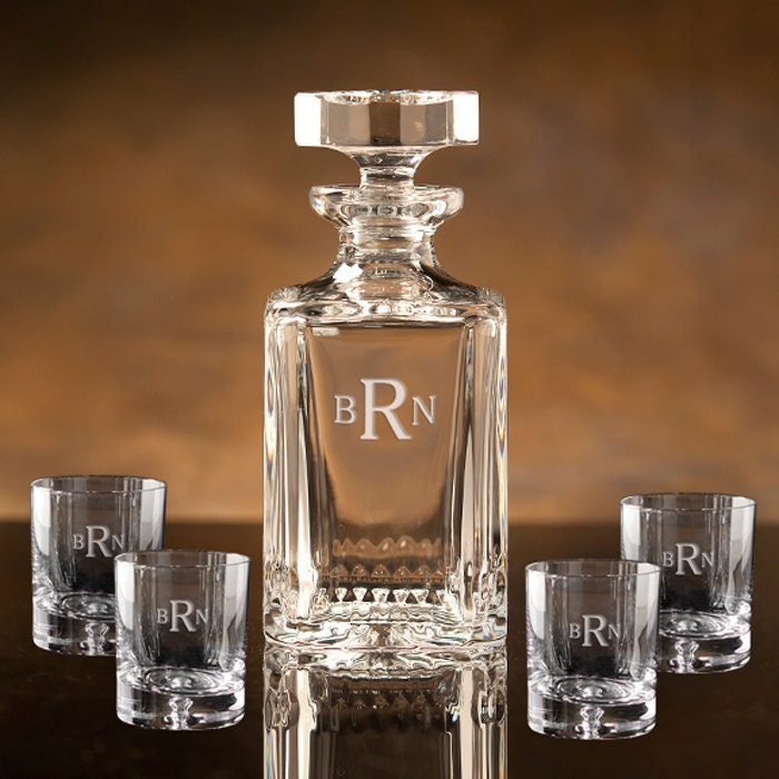Engraved Crystal Decanter Set for Men's Gift Anniversary