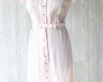 Vintage 1950s pastel pink cotton dress