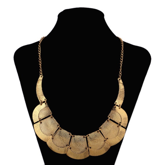 Items similar to Roman style gold brass necklace, statement necklace ...