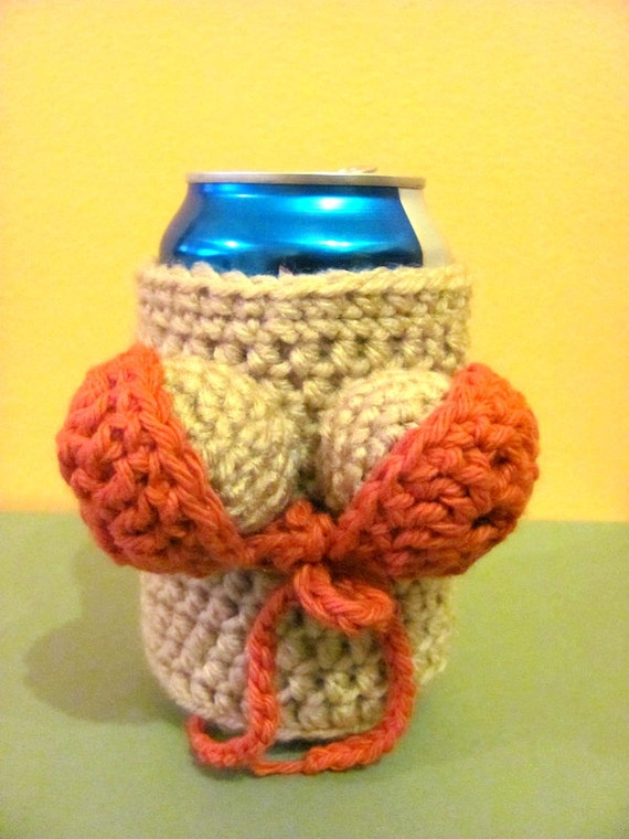 Crocheted beer bottle/can cozy decorative