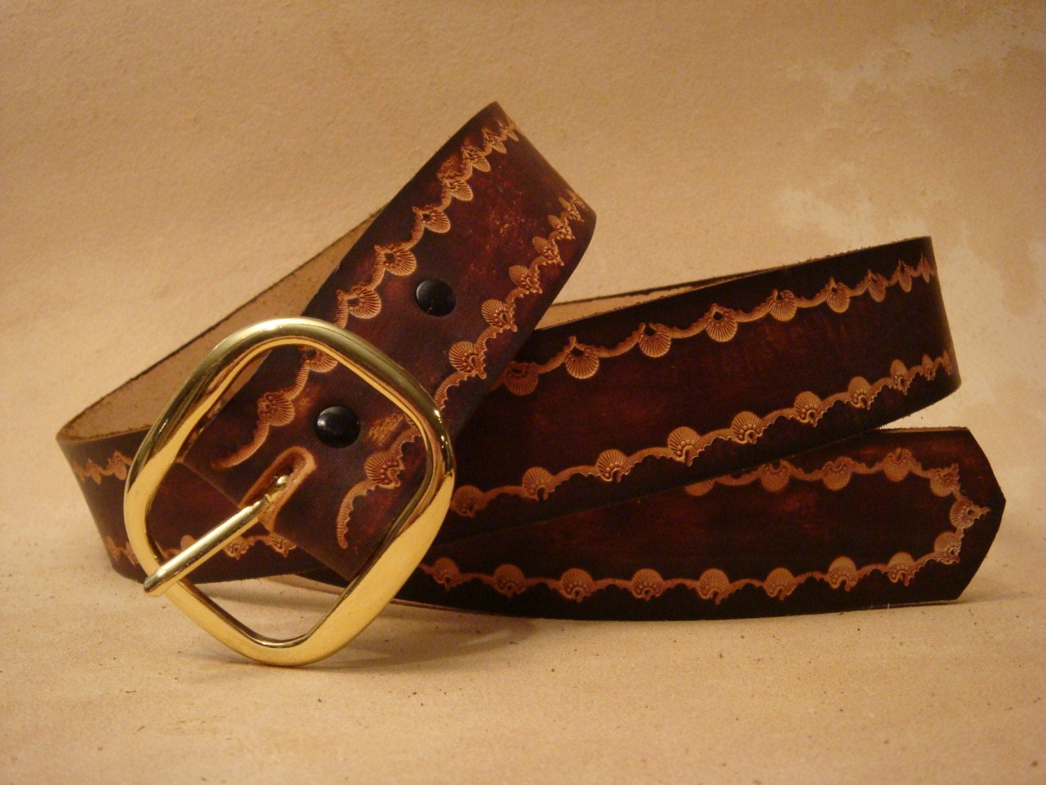 Tooled Leather Belt Custom Leather Belt Personalized