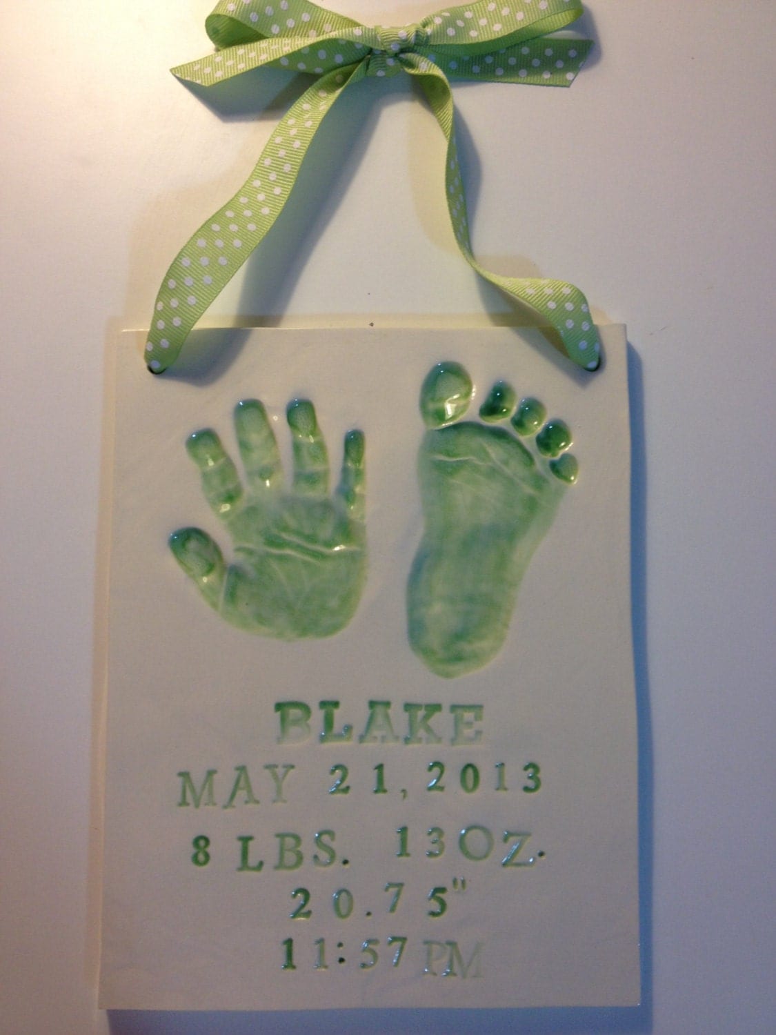 Handprint Footprint Tile Newborn Baby Ceramic by MemoriesInClay