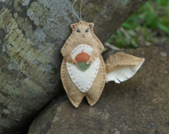 Squirrel pattern instant pdf download handmade forest animal felt ornament