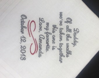 FATHER Of The BRIDE Handkerchief Hanky Hankie - Of All The Walks This One Is My Favorite - Wedding Gift for Father of the Bride - FoB - Dad