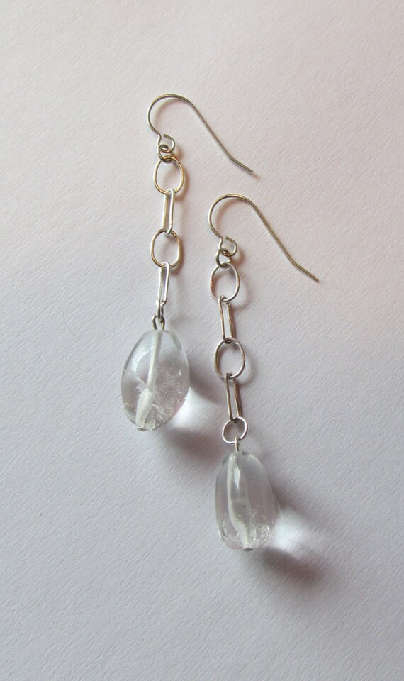 Sterling Silver and Clear Glass Bead Earrings