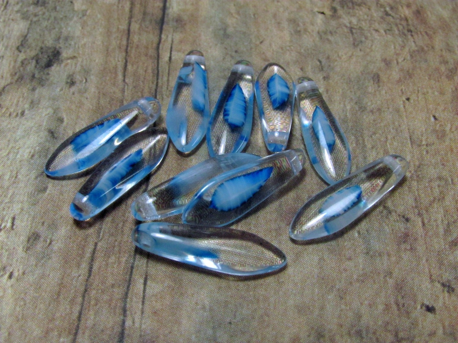 Aqua Crystal Daggers Czech Glass Daggers Dagger Beads